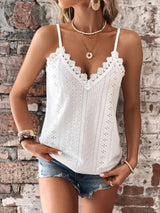 New Women's Clothing V-neck Lace Lace Sling Vest-White-8