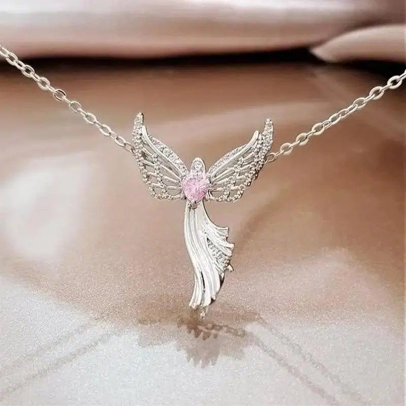 Peng Yi Wish Explosion Model Christian Virgin Mary Pendant-Silverpinkdiamond-3