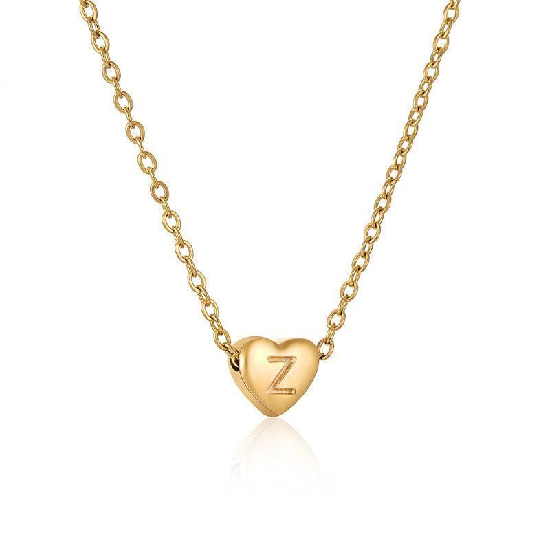 Personalized Gold Heart Initial Necklaces-Z-30