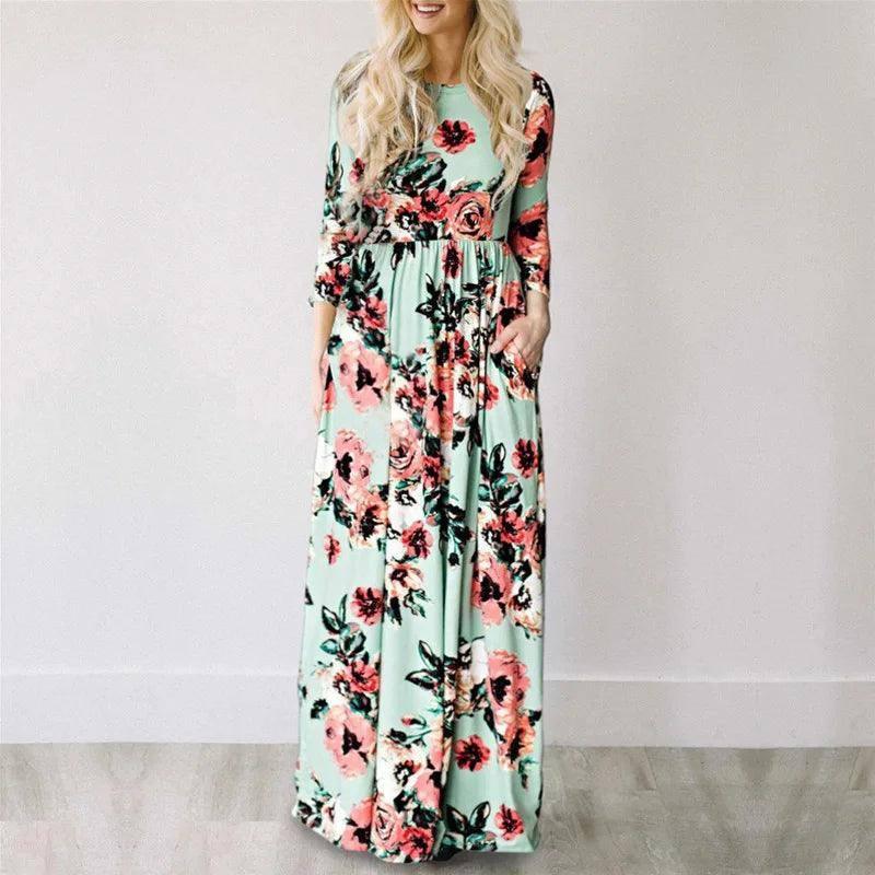 Floral Long Sleeve Maxi Dress-11