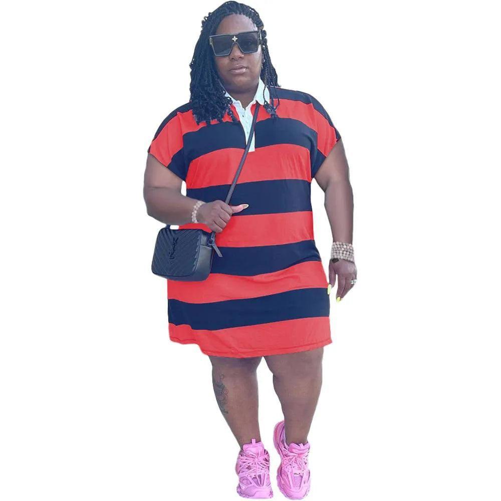 Plus Size Striped Dresses: Fashion Guide & Tips-red-9