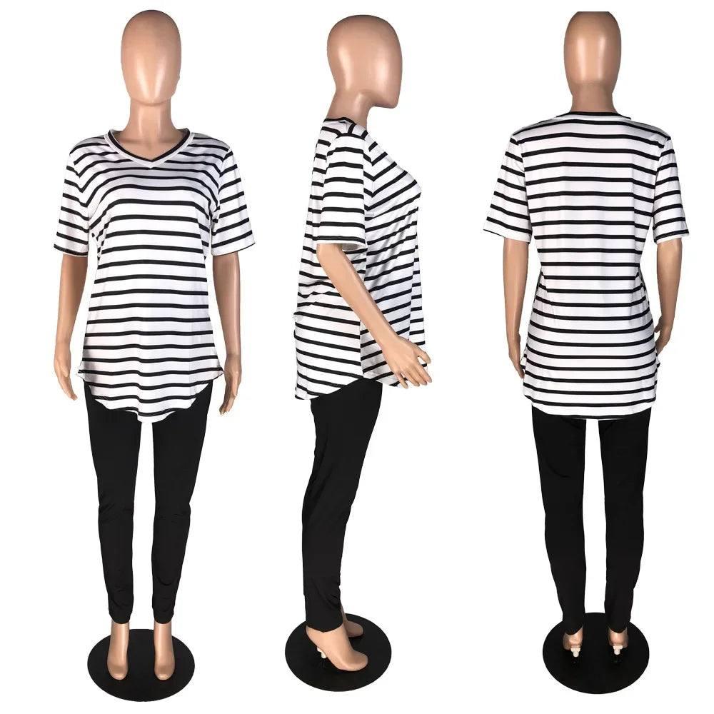 Plus Size Striped Top & Leggings Fashion Combo-5