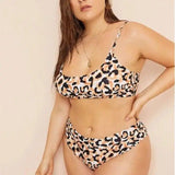 Plus size triangle split leopard print bikini-19062-2