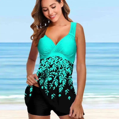 Plus Size Two Pieces Swimsuits Swimwear Women Flower Print-2