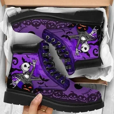 Printed high-top boots women-Purple skeleton-5