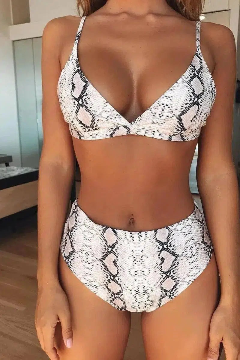 Printed high waist bikini-White-4