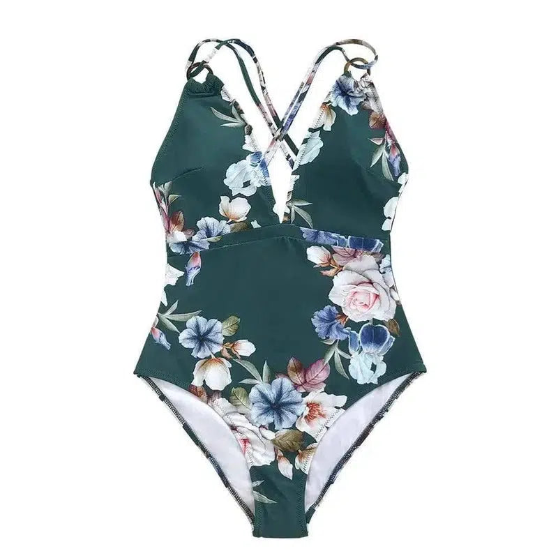 Printed small one-piece bikini-Green-4