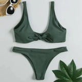 Printed split swimsuit for ladies-Green-1