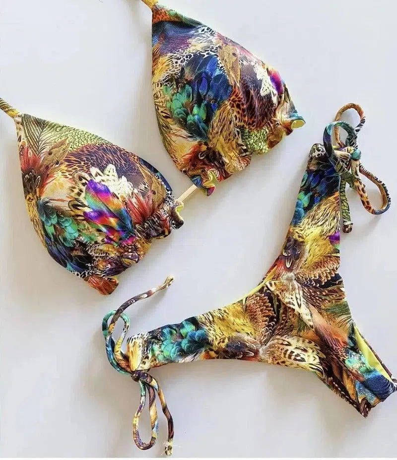 Printed strap bikini-QS04-2