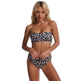 Printed Tube Top Swimsuit Leopard Print Bikini-Leopardprint-4