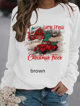 Pumpkin Printed Thin Sweater For Female Christmas-Brown-6