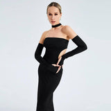 Sexy Cut Out Slim Strapless Long Sleeves-4