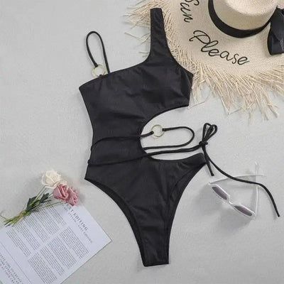 Lace-up Bikini One-piece Hollow Swimsuit-1style-8