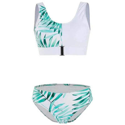 multicolor swimsuit split bikini-Leaves-3