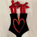 Sexy One Piece Swimsuit Shoulder Strappy Swimsuit Heart-S-3