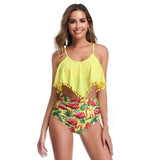 Sexy ruffle swimsuit-Yellow-1