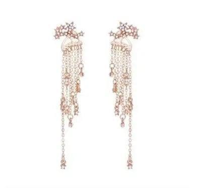 Shining Star Tassel Earrings Back Hanging Exquisite Earrings-Earringgold-5