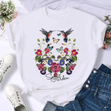 Short Sleeve Butterfly Bow Sweet Flower Fashion Summer Women-2