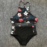 Split leaf print bikini-2