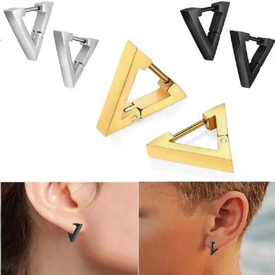 Stainless Steel Creative Hoop Earrings Women Triangular-1