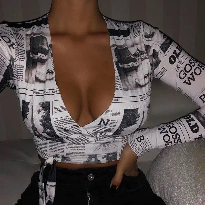 Street Style Printed Strappy Low Cut Crop Top-5