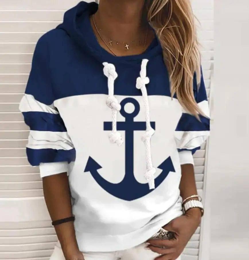 Striped Boat Anchor Printed-Dark Blue-1