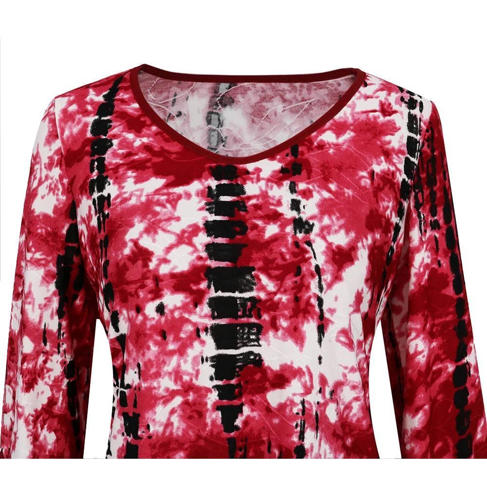 Stylish Red Print Asymmetrical Hem Blouse-5