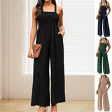 Summer Square Neck High Waist Jumpsuit Women's Backless-1