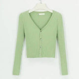 sweater cardigan women Slim sweaters-Green-9