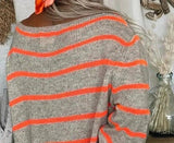 Sweater Contrast Stripe Pullover Crewneck Sweater-7