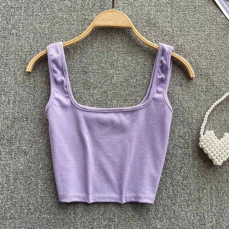 Tank Top Women Sexy Backless Y2k Top Slim Fit Bottoming-PURPLE-10