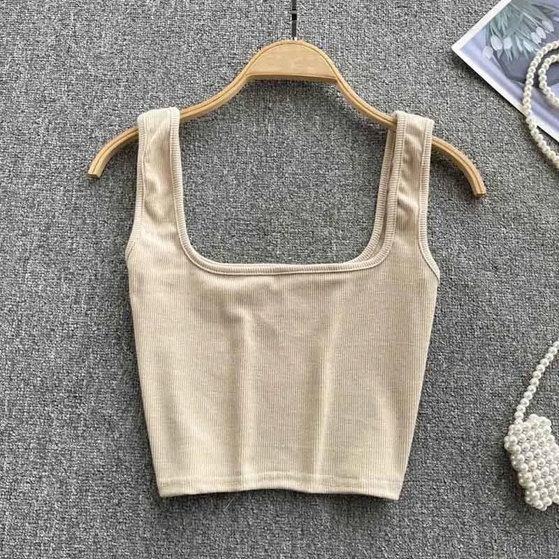 Tank Top Women Backless Y2k Top Slim Fit Bottoming-Apricot-19