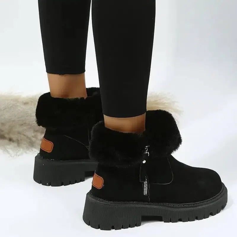 Thick Plush Snow Boots Women Faux Suede Non-slip Winter-4