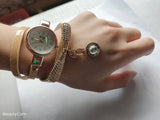 Thin belt fashion ladies watch Casual three-ring winding bracelet watch Women's fashion quartz watch-6