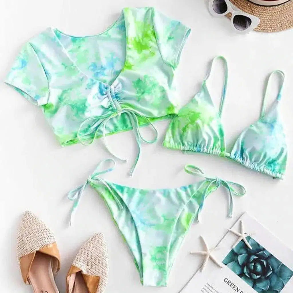 Three-piece bikini-Green-3