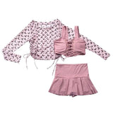 Three-Piece Swimsuit Women's Three-Piece Suit-Pink-2