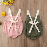 Toddler Baby Girl Summer Bowknot Romper Infant Backless-1