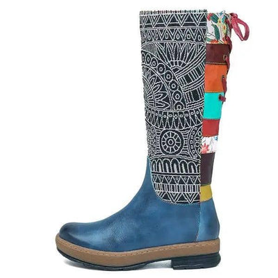 Vintage Mid-calf Boots Women Shoes Bohemian Retro Genuine-8