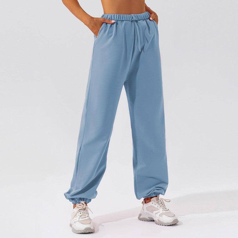 Waistband Loose Fitting Sports Pants-Sky Blue-5