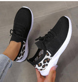 White Shoes Women Leopard Print Lace-up Sneakers Sports-7