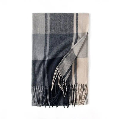 Winter Scarf Women Shawl Thickening Warm Fringe-Black-10