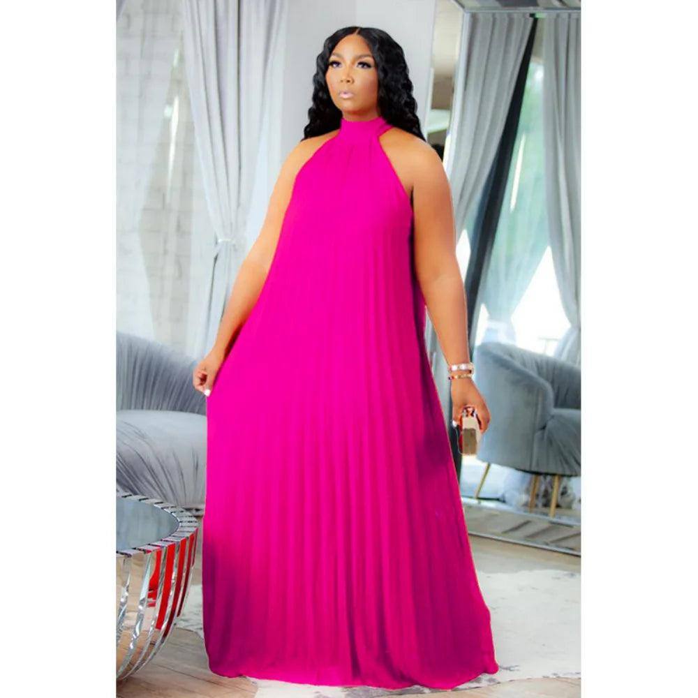 Wmstar Plus Size Women Long Dress leeveless Bandage Halter-4