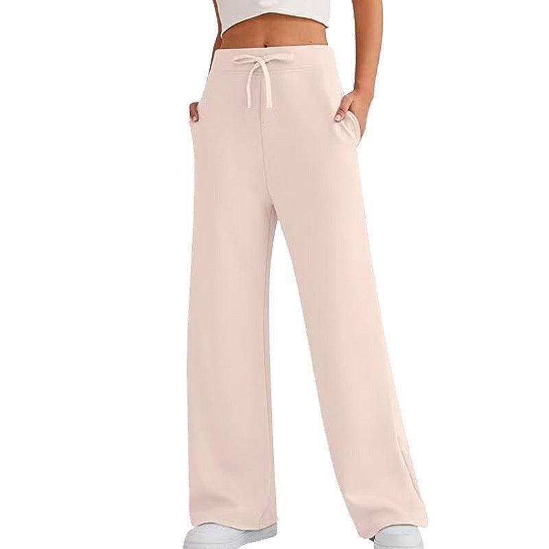 Women's Autumn Leisure Loose Wide-leg Pants-Apricot-9