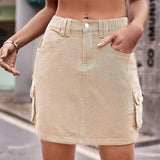 Women's Casual Elastic Waist Denim Suit Skirt-9