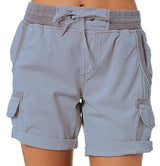 Women's Casual High Waist Cargo Shorts Navy Blue / 3XL-Blue Grey-5