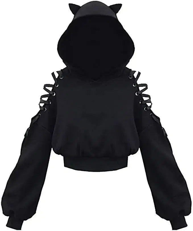 Women's Clothes Solid Color Gothic Hoddies Women's-A-10