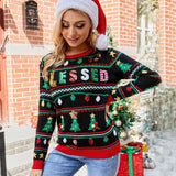 Women's Embroidered Sequin Long Sleeve Christmas Tree Knit-5