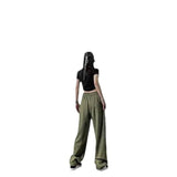 Women's Fall Straight Green Pants-5