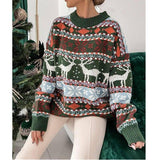 Women's Fashion Round Neck Loose Christmas Theme Jacquard-4