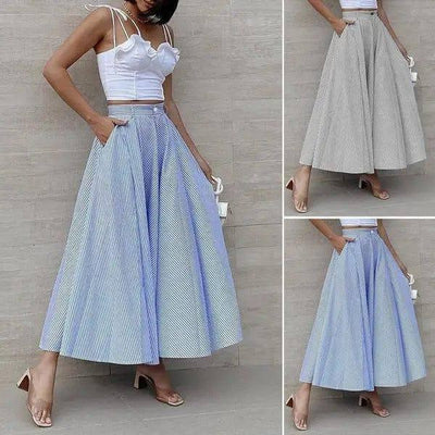 Women's Fashion Summer Stripes Long Dress-2